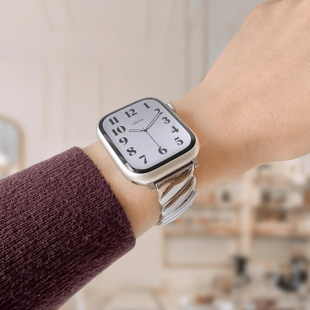 (St-Steel) Twist Glam Apple Watch Bracelet - Silver