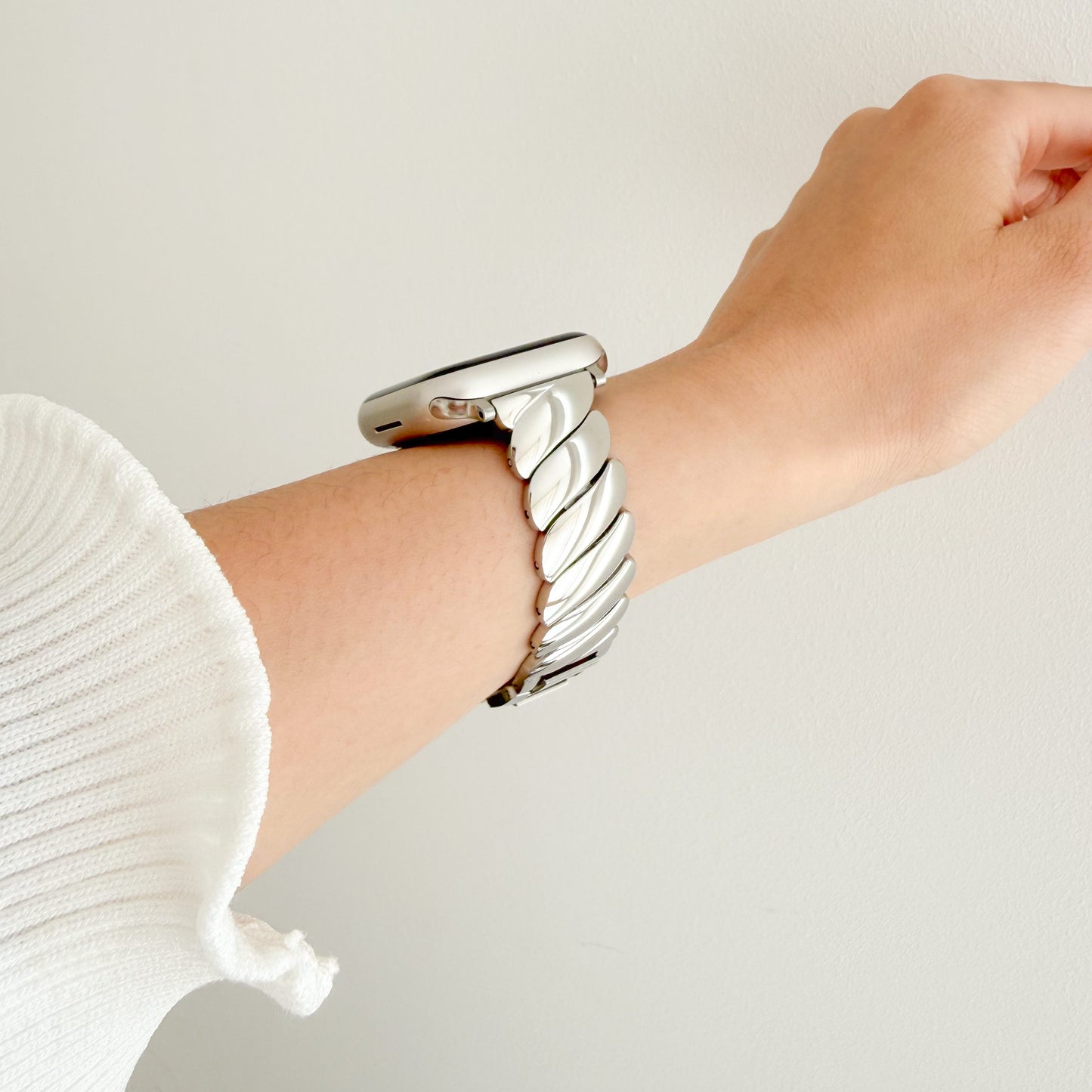 (St-Steel) Twist Glam Apple Watch Bracelet - Silver