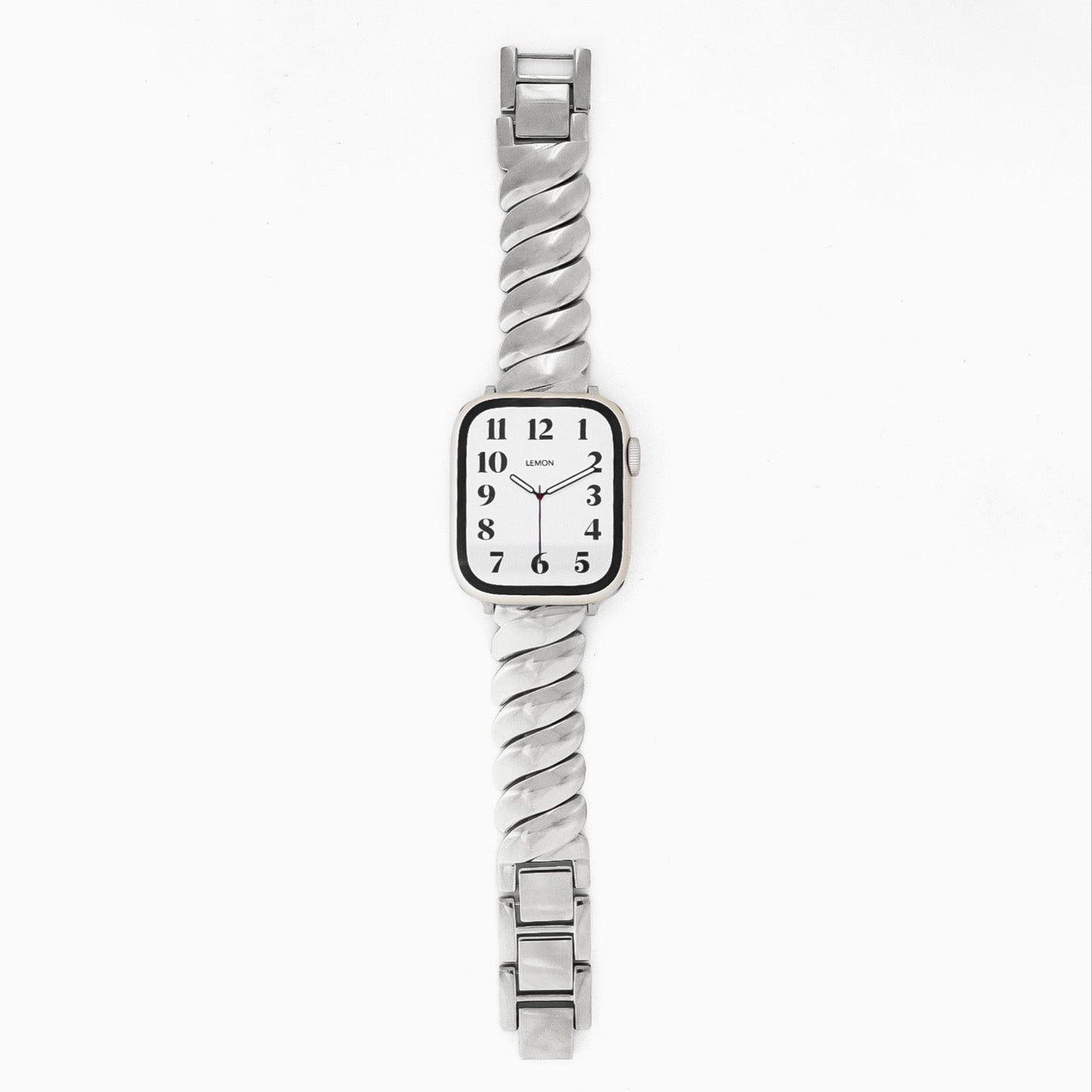 Silver watch with a twisted band 