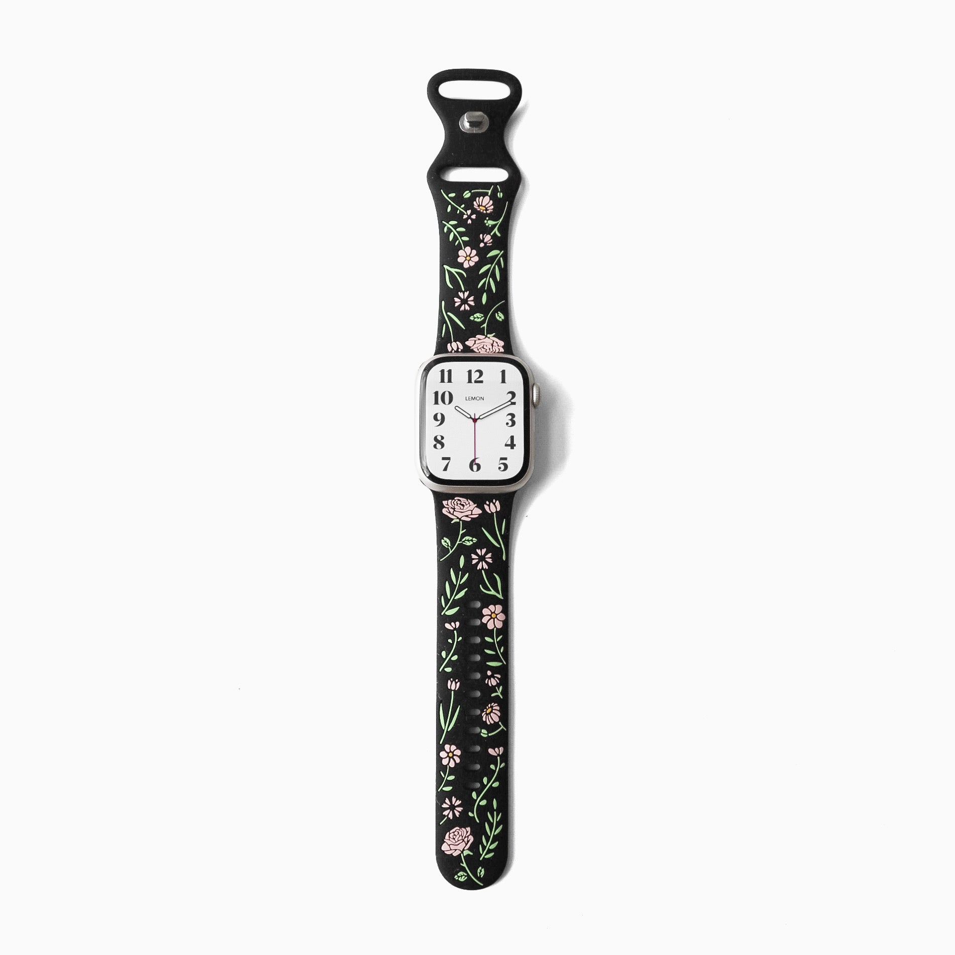 Wildflower Silicone Apple Watch Band -BLACK