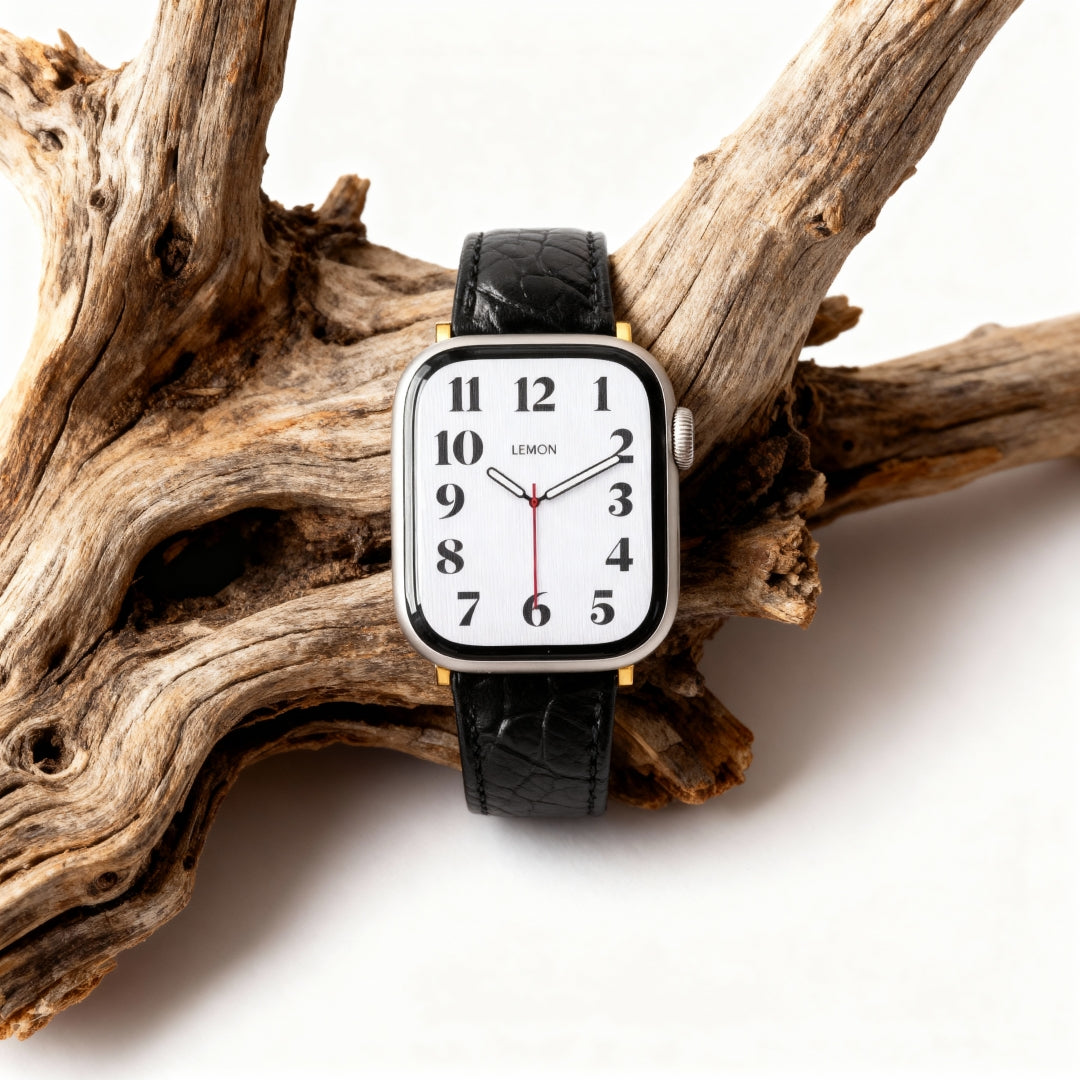 Alligator Leather Apple Watch Strap - Black