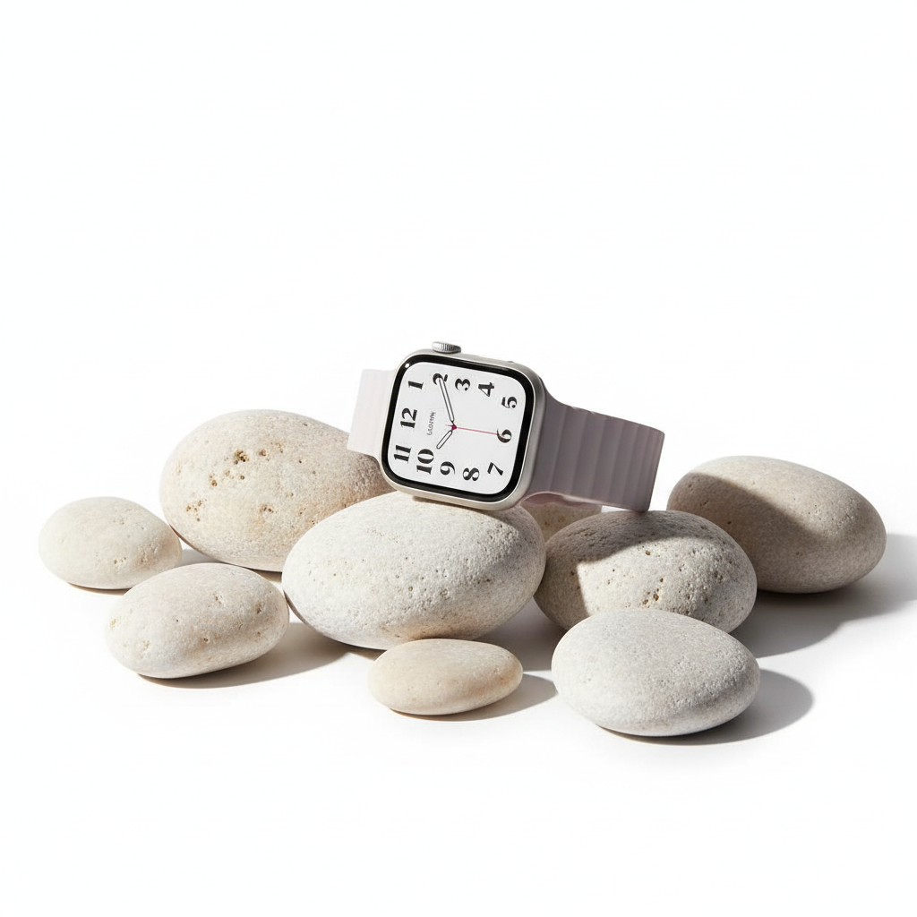 Magnetic Snap Silicone Apple Watch Band - Starlight & Pink