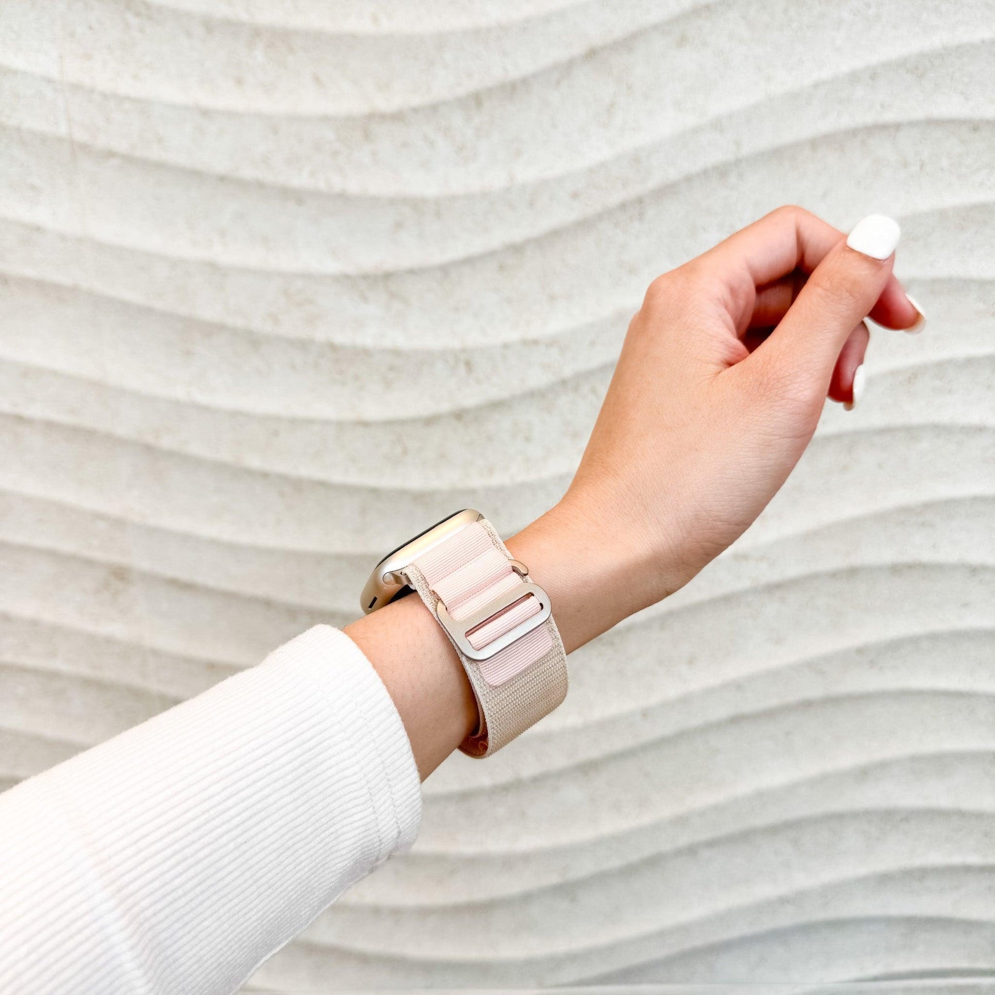 Mountain Nylon Apple Watch Band - Starlight & Light Pink