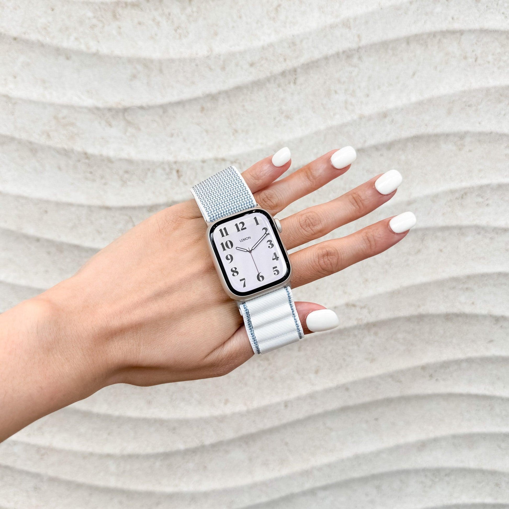 Mountain Nylon Apple Watch Band - White & Blue