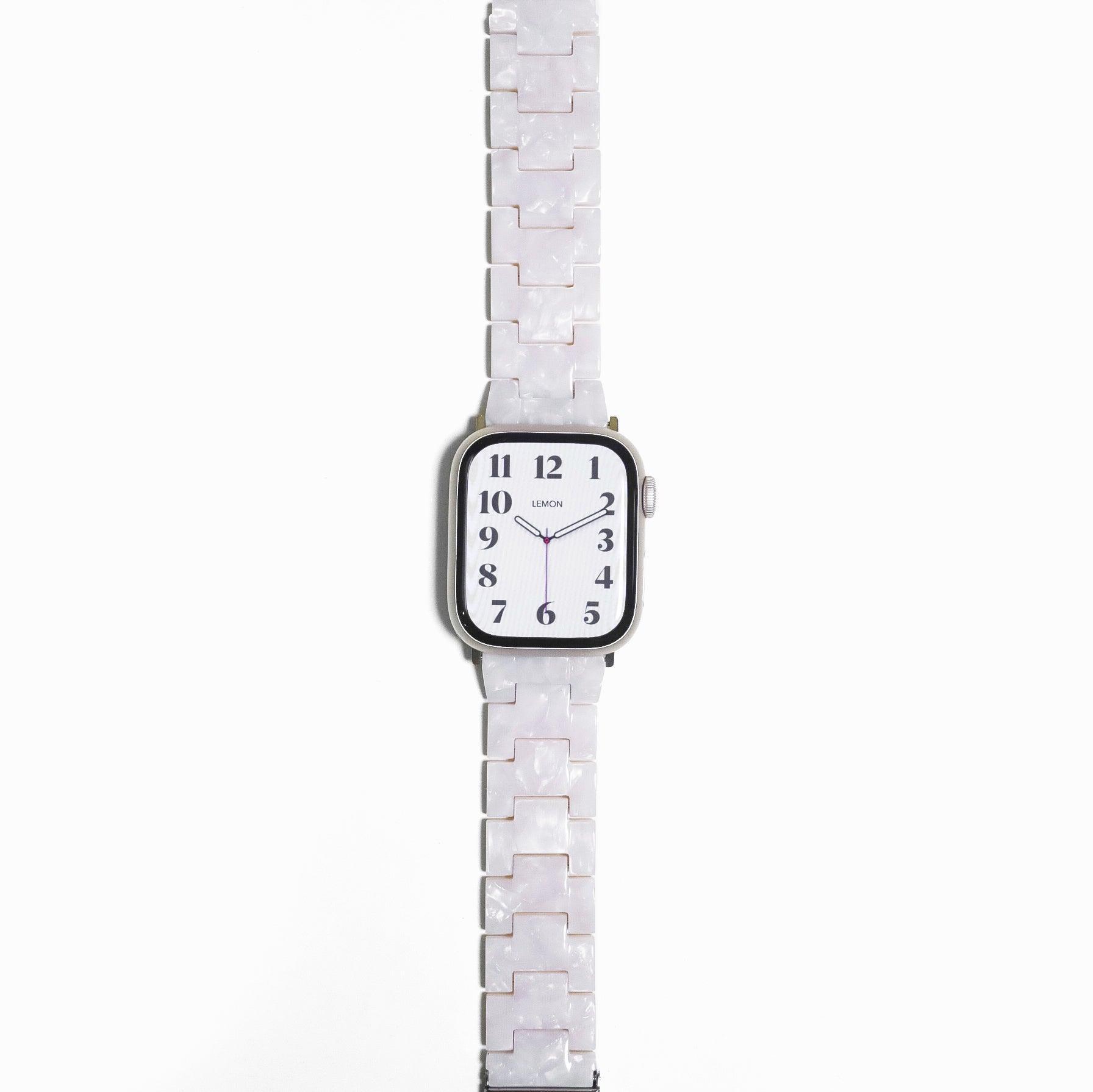 Polly Resin Apple Watch Band - Clear Pearl White