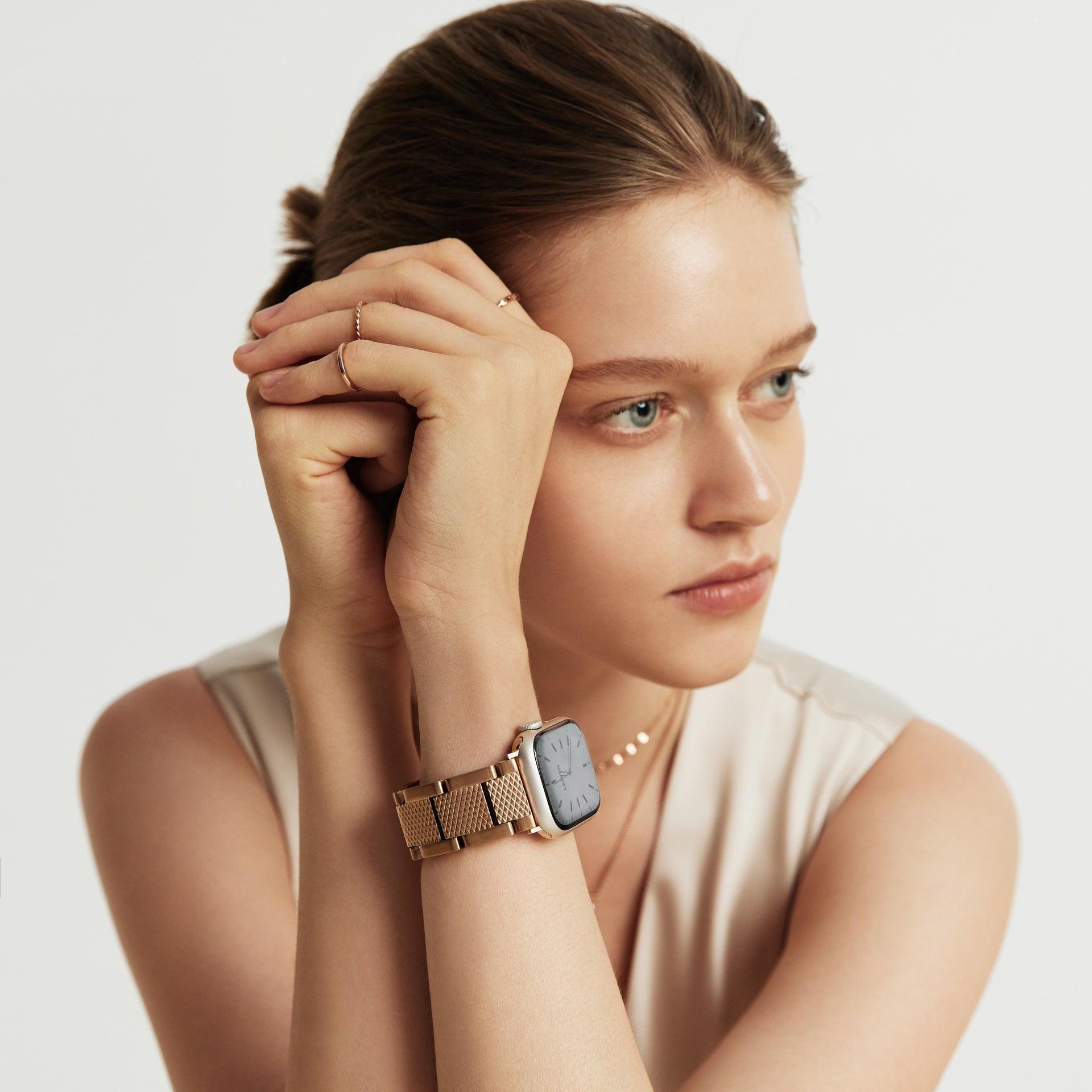 (St-Steel) Cape No.1 Apple Watch Band - 18k Rose Gold Plated