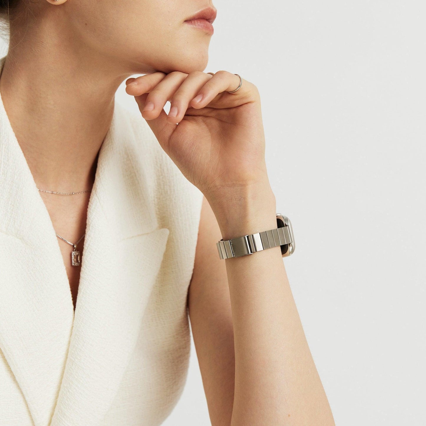 (St-Steel) Film Apple Watch Band - Silver