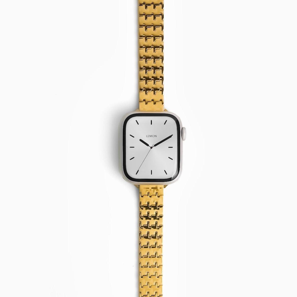 (St-Steel) Houndstooth Apple Watch Band - Gold