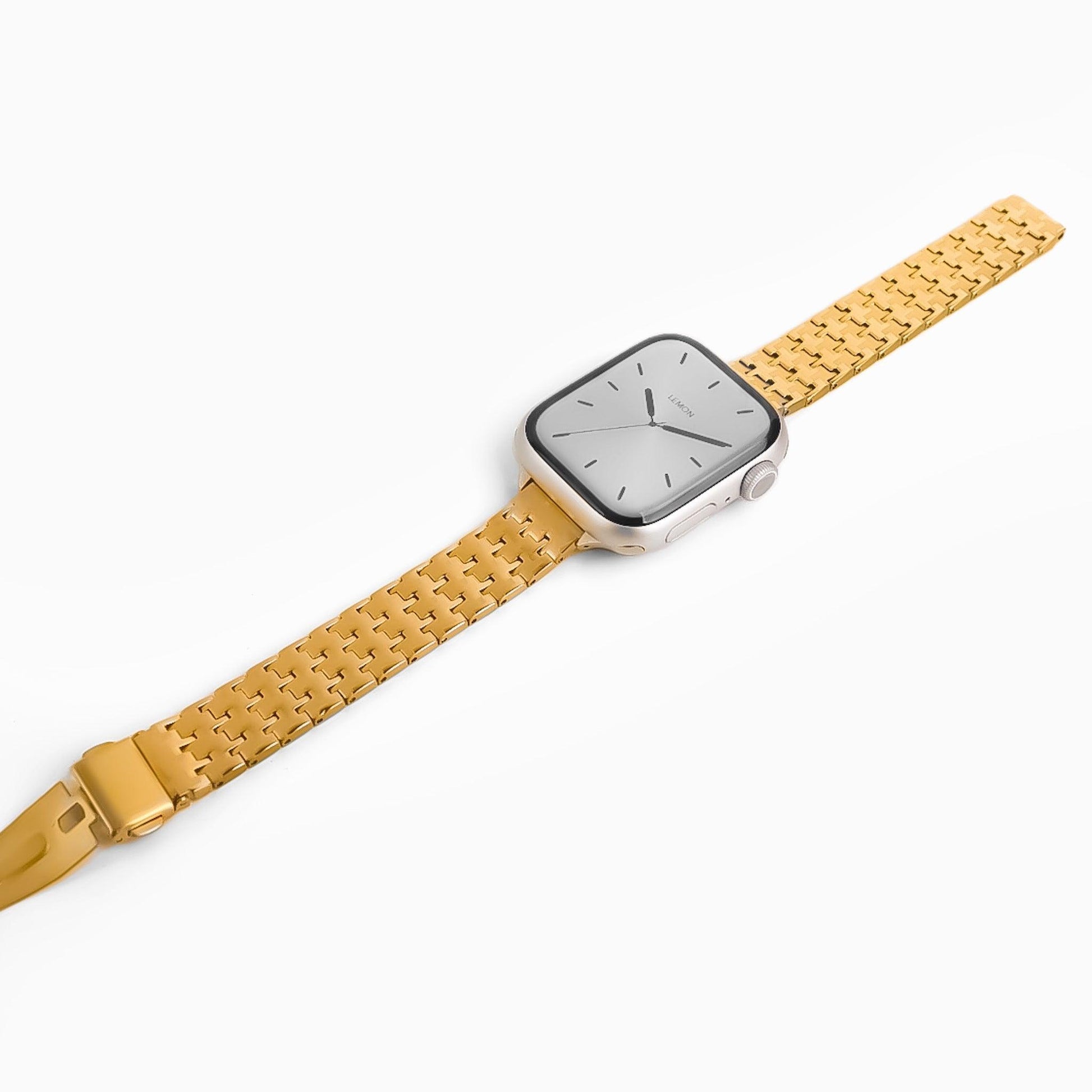 (St-Steel) Houndstooth Apple Watch Band - Gold