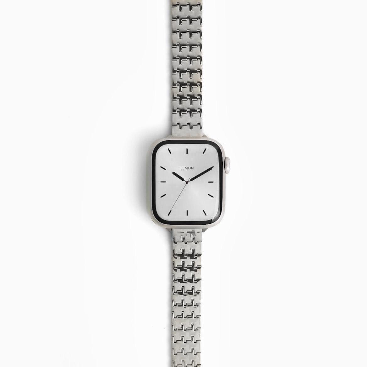 (St-Steel) Houndstooth Apple Watch Band - Silver