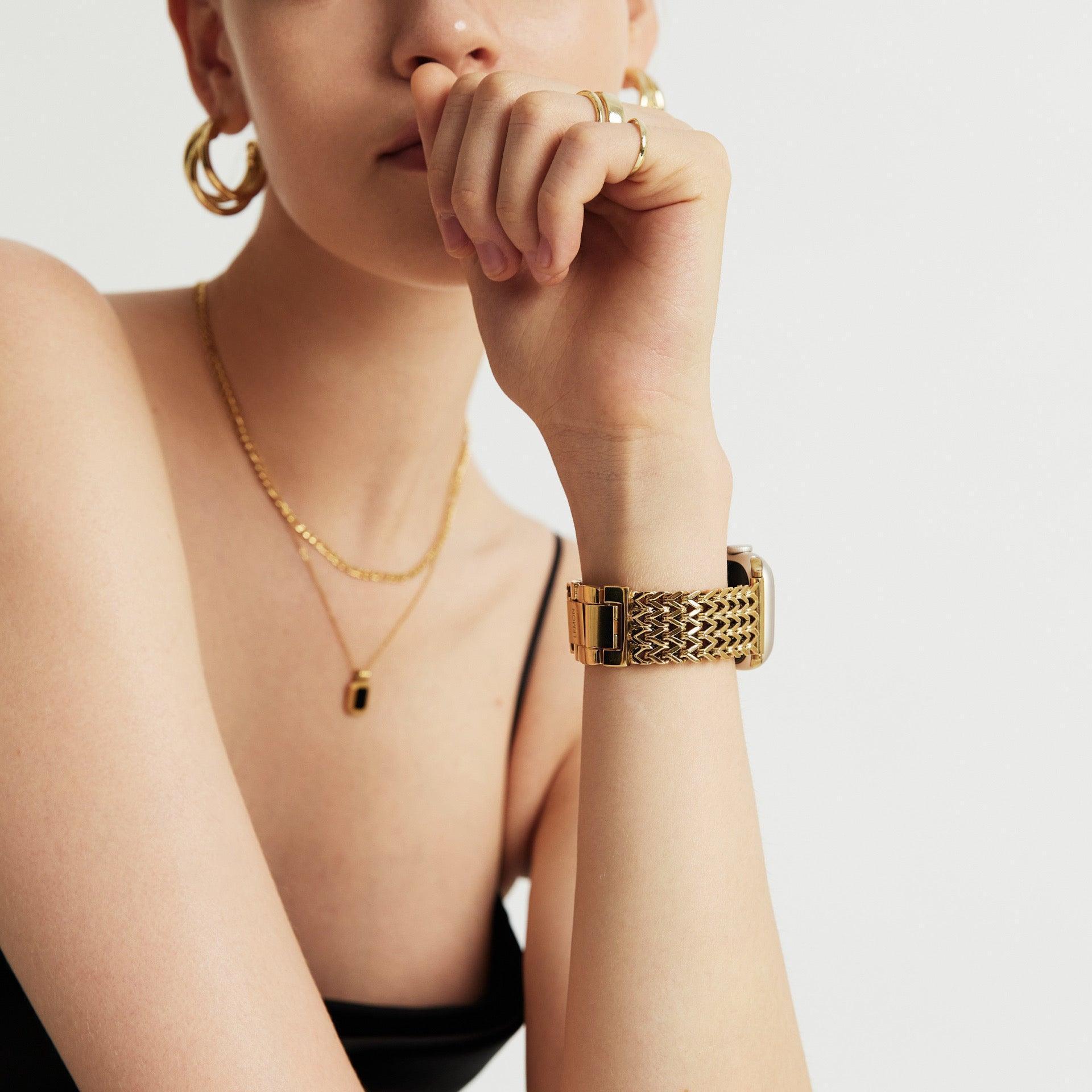 (St-Steel) Infinity Mesh Apple Watch Bracelet - 18k Gold Plated