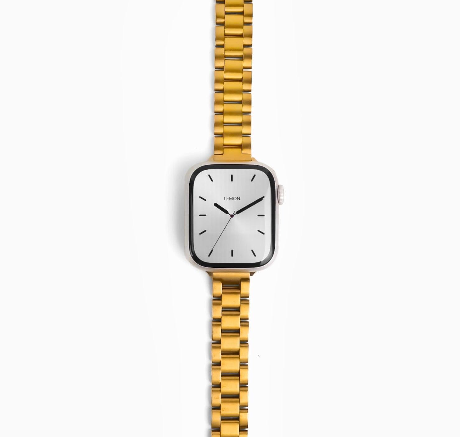 (St-Steel) Slim Oyster Apple Watch Band - Gold