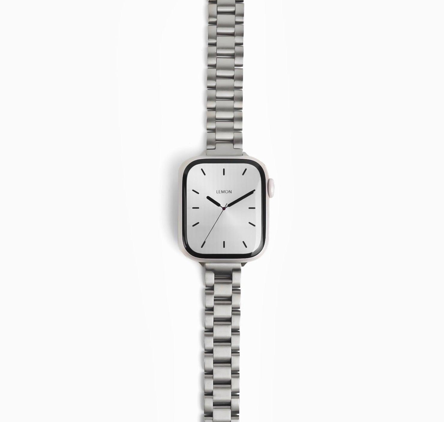 (St-Steel) Slim Oyster Apple Watch Band - Silver