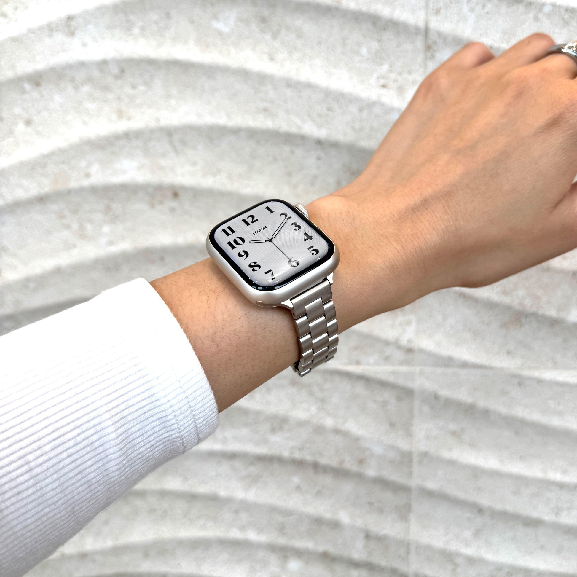 (St-Steel) Slim Oyster Apple Watch Band - Starlight